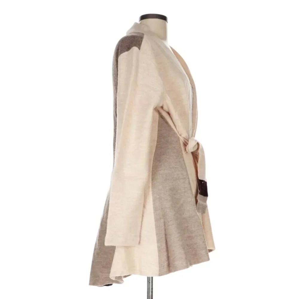 Anthropologie Rosie Neira Denissa Tie Waist Wool Sweater Women's XL Beige - Picture 7 of 17